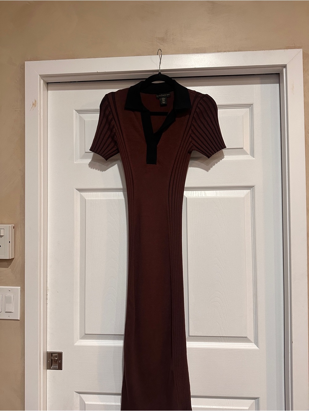 House of Harlow 1960 Brown Maxi Polo Dress with Black Trim